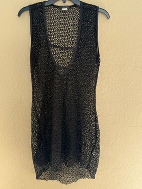 VENUS Black Crochet Swim Coverup